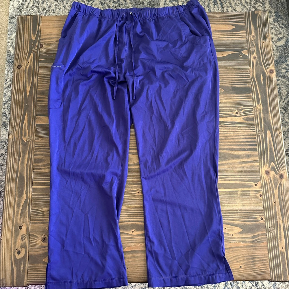 Women’s Healing Hands HH Works Purple Scrub Pants 2XP Cargo Pockets Medical